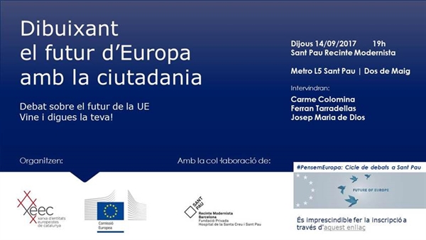  Debat:"Dibuixant el futur d’Europa amb la ciutadania", dijous 14 de setembre a les 19h00 al Recinte Modernista de Sant Pau