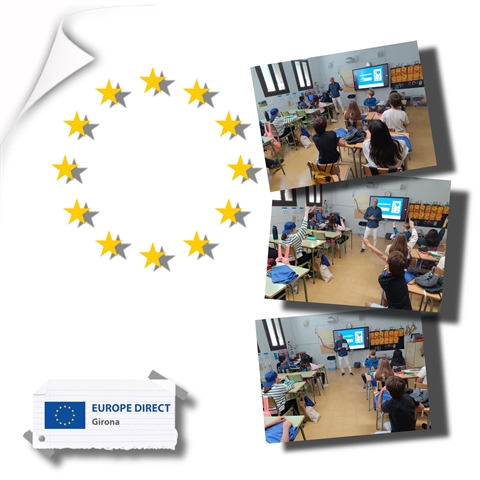 Taller "Joventut activa a la UE" a l'Escola Joan Roura, Tortellà, 19 d'abril de 2024