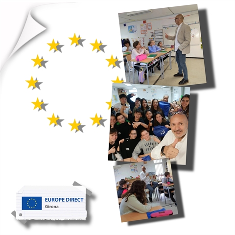 Taller "Joventut activa a la UE" a l'Escola Salvador Vilarrasa, Olot, 24 de maig de 2024