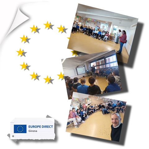 Taller "Joventut activa a la UE" a l'Escola La Bòbila, Olot, 4 de març de 2024