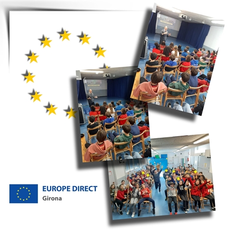 Taller "Joventut activa a la UE" a l'Escola Migdia, Girona, 24 de febrer de 2023