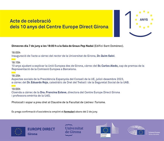 Acte de celebració dels 10 anys del Centre Europe Direct Girona