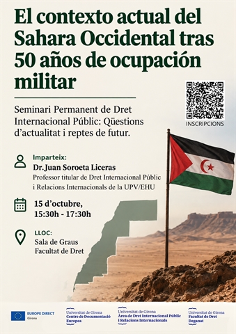 El contexto actual del Sahara Occidental tras 50 años de ocupación militar, 15 d'octubre.
