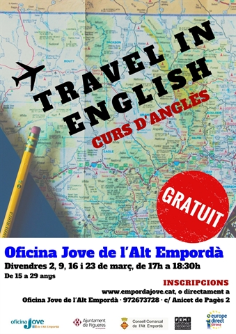 Travel in English. Curs d'anglès per a joves entre 15 i 29 anys. 2,9,16 i 23 de març de 2018